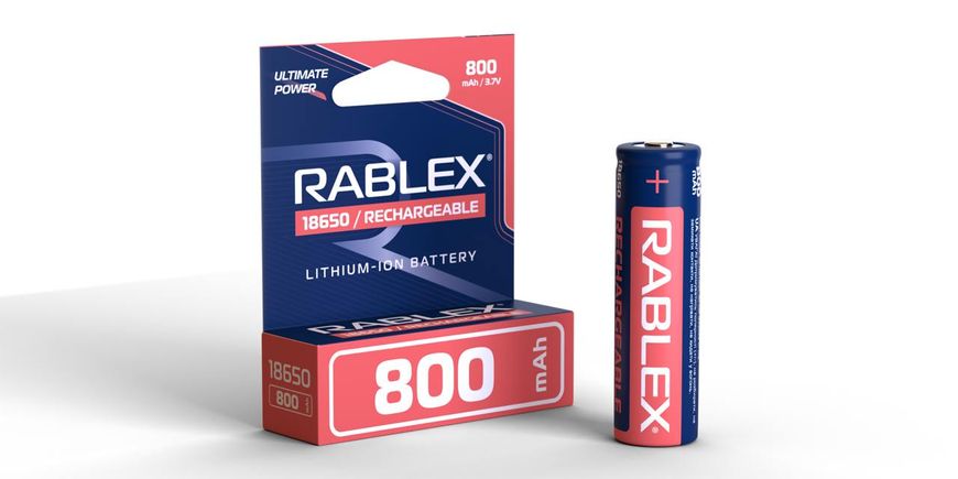 Аккумуляторные батарейки Rablex 18650 Li-lon 800mAh 1шт. MB-93359 фото