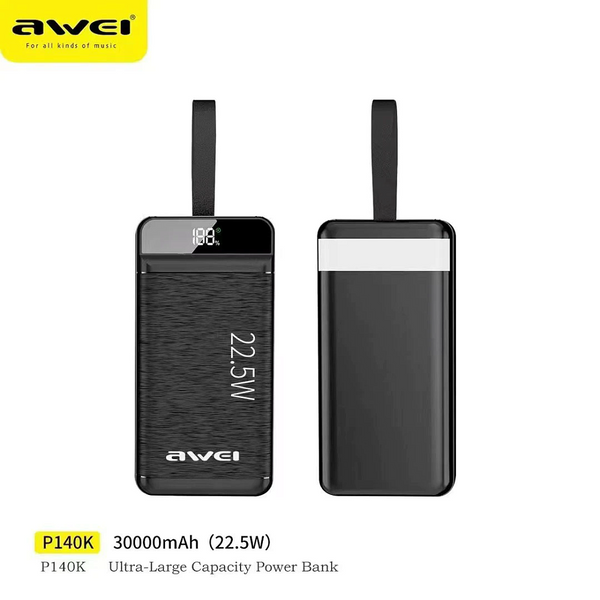 УМБ Awei P140K 30 000 mAh 22.5W Black MB-88706 фото