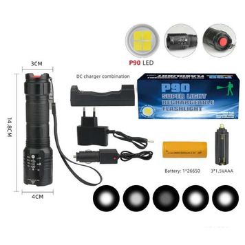 Ліхтарик ручний RB 245 P90 LED + Zoom MB-85458 фото