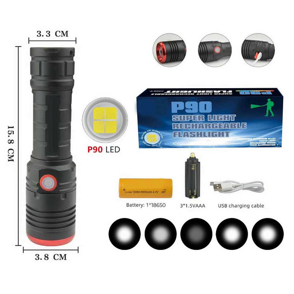 Фонарик ручной RB 246 P90 LED + Zoom MB-85457 фото