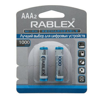 Акумуляторні батарейки Rablex HR03 1000mAh 2шт. MB-75420 фото