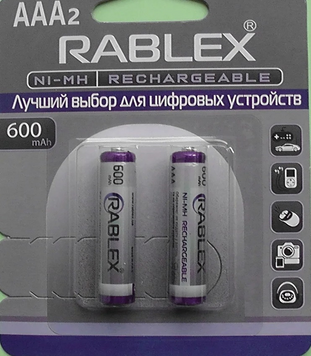 Аккумуляторные батарейки Rablex HR03 600mAh 2шт. MB-75418 фото