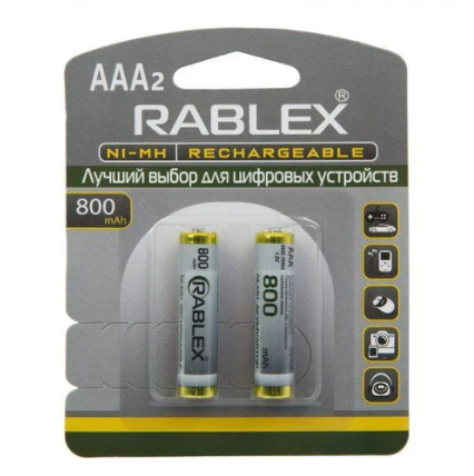 Аккумуляторные батарейки Rablex HR03 800mAh 2шт. MB-75419 фото