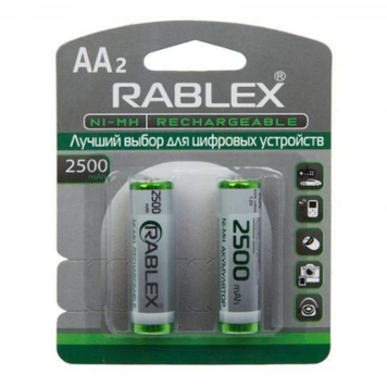 Аккумуляторные батарейки Rablex HR06 2500mAh 2шт. MB-75427 фото