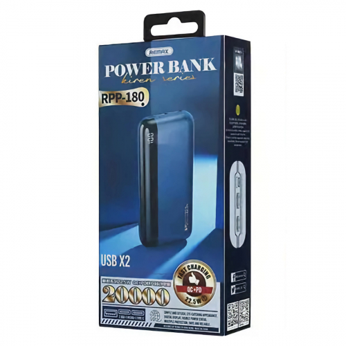 УМБ REMAX RPP-180 20000mAh Kiren Series QC 22.5W + PD 20W Fast Charging Blue MB-88712 фото