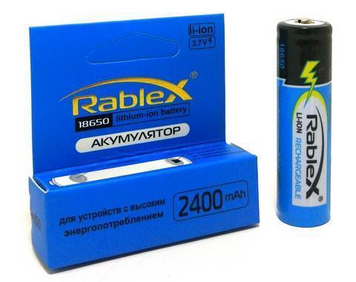 Акумуляторні батарейки Rablex 18650 Li-lon 2400 blister mAh 1шт. (без захисту) MB-69420 фото