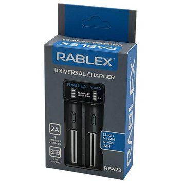 Зарядний пристрій Rablex RB422, універсальний на 2 аккум. Ni-MH/Ni-Cd: AA, AAA, AAAA, C, SC, F6 MB-93412 фото