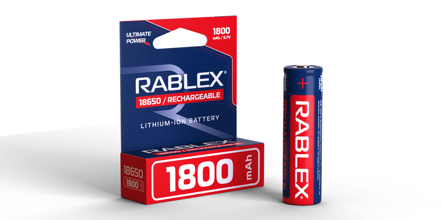 Аккумуляторные батарейки Rablex 18650 Li-lon 1800mAh 1шт. MB-93361 фото