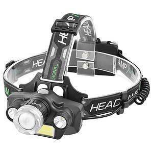 Ліхтарик налобний RB 129 Т6 LED-2*XPE + COB + 2х Li-ion 18650 MB-76715 фото